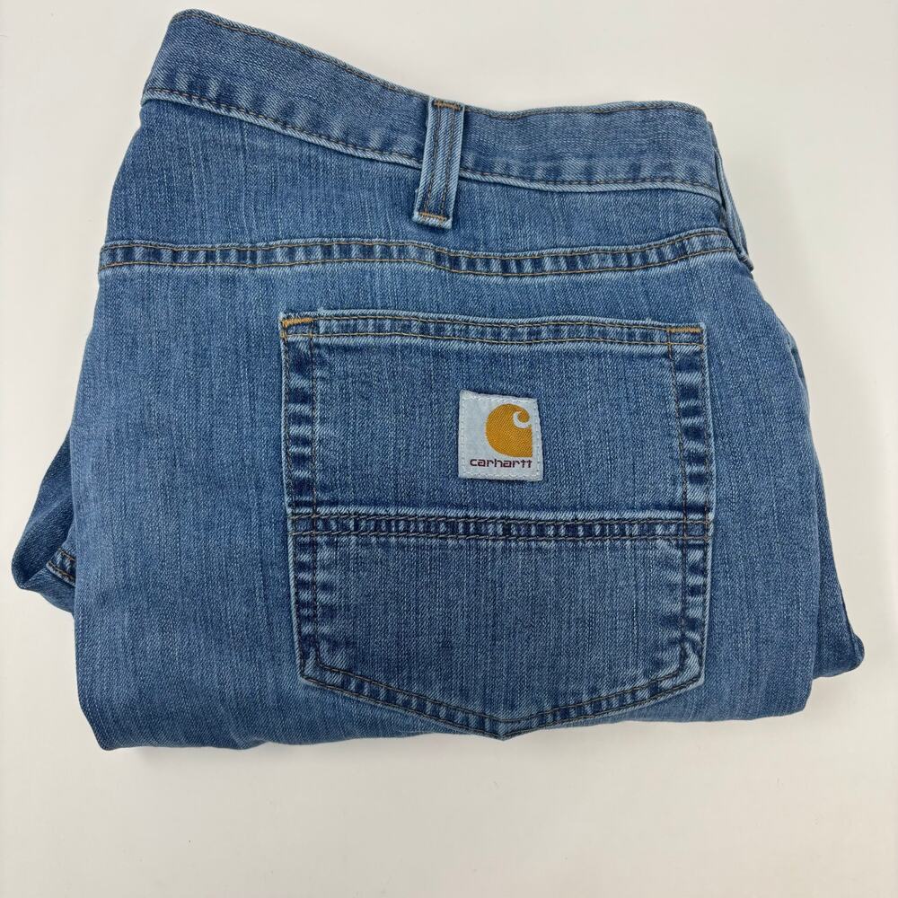 Carhartt‎ Mens 40x30 Relaxed Fit 5 Pocket Design Medium Wash Blue Jeans